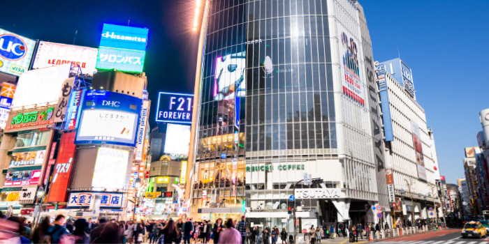 渋谷の昼夜画像